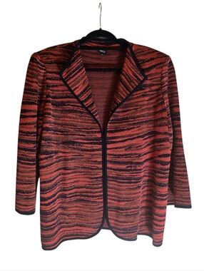 MISOOK Orange Black Open Front Blazer Cardigan Jacket - Size XL